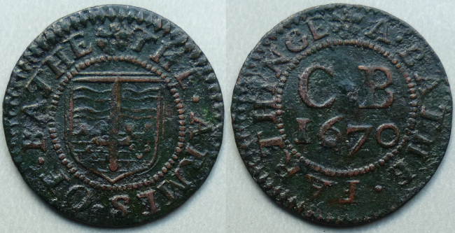 Bath, city issue 1670 farthing N3952